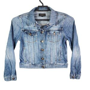 Womens J.Crew Indigo Blue Denim Trucker Jacket Button Up Cotton Classic Style M